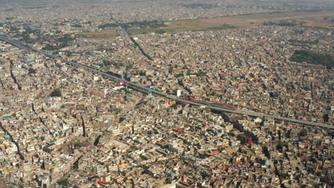 Aerial-View-Of-Waris-Khan-Metrobus-Station-Near-PAF-Base-Nur-Khan-Airport-In-Rawalpindi,-Pakistan