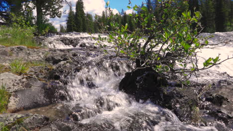 Corriente-En-Cascada-Que-Fluye-En-Una-Hermosa-Escena-Natural-En-Montana---Estática