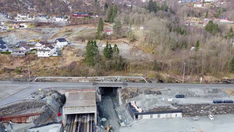 Sitio-De-Construcción-Ferroviaria-En-La-Estación-De-Arna-Cerca-De-Bergen---Haciendo-Vías-Dobles-Arna-bergen