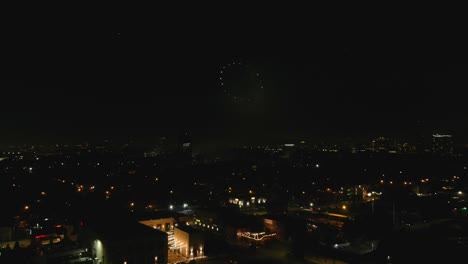 Aerial-of-Houston-4th-of-July-fireworks-at-night
