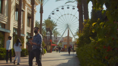 An-outdoor-shopping-center-in-Southern-California-with-a-giant-ferris-wheel-attraction-during-the-COVID-19-Pandemic