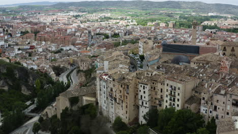 Aerial-View-Of-UNESCO-And-Historic-Walled-Town-Of-Cuenca-City-In-Spain
