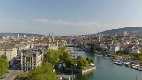 Descending-Aerial-Shot-of-Zurich-Old-Town-next-to-Lemmat-River