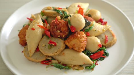 Spicy-stir-fried-fish-balls-with-herbs