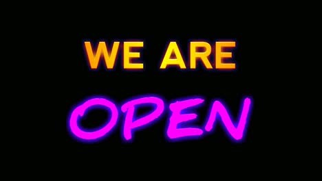 Neon-sign-animation-We-are-Open-Text-on-a-black-background