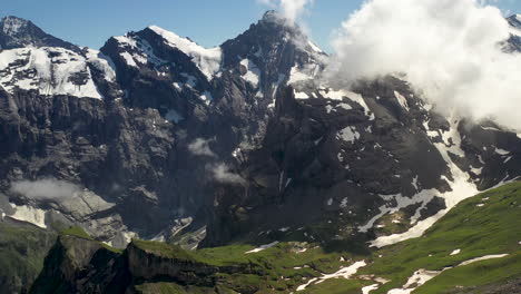 Cinematic-drone-shot-of-Schilthorn-in-the-Swiss-Alps
