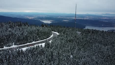 Flying-over-Cypress-Mountain-South,-North-Vancouver-BC