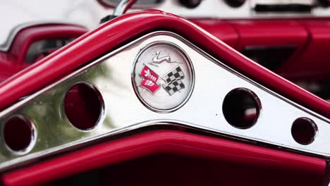 Close-up-View-Of-1958-Chevrolet-Impala-Steering-Wheel