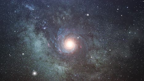 4k-Universum,-Rotierende-Galaxie-Und-Ein-Heller-Stern-In-Der-Mitte-Des-Weltraums