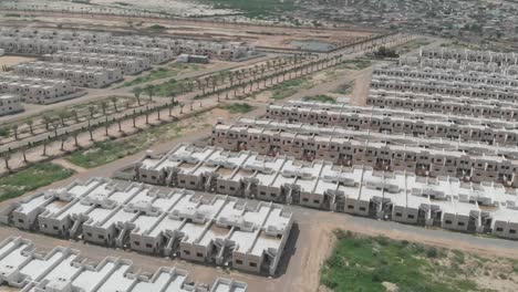 Aerial-Over-Rows-Of-Unfinished-Housing-Project-In-Karachi