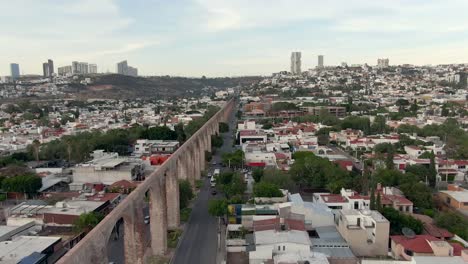 Acueducto-de-Queretaro-In-Middle-Houses-And-Buildings-In-City-Of-Queretaro-In-Mexico