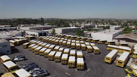 Dozens-of-yellow-school-buses-parked-in-lot