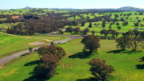 Curve-And-Intersection-Of-A-Rural-Road-Near-Alice-Spring-In-Northern-Territory,-Australia