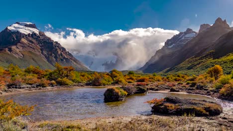Time-lapse-Video-of-a-lagoon-and-mountains-in-Esquel,-Argentina