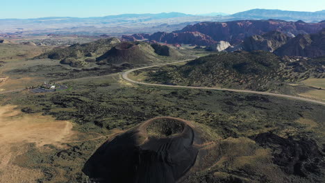 Aerial-View-of-Inactive-Volcano-in-Snow-Canyon-State-Park,-Utah-USA