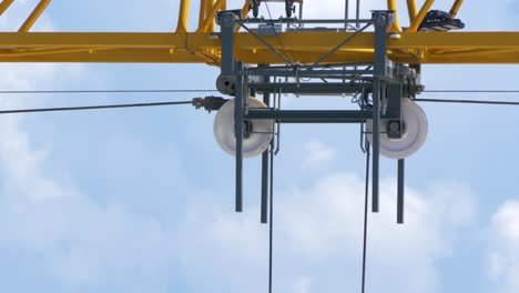 Extreme-close-up-of-horizontal-jib-of-a-construction-crane
