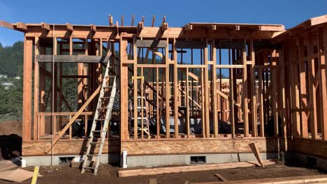 Structural-Frame-Of-A-Wooden-House-Under-Construction
