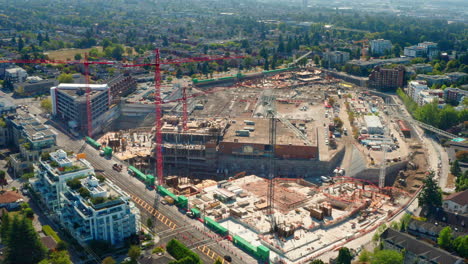 Aerial-View-Of-Construction-Site-Of-Oakridge-Centre-In-Cambie-Corridor,-Vancouver,-Canada