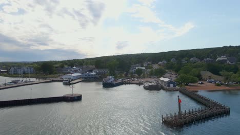 Aerial-view-of-Bayfield-Wisconsin-during-summer-time
