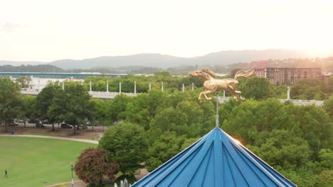 Coolidge-Park-and-Renaissance-Park-in-Chattanooga,-TN-at-sunrise,-sunset