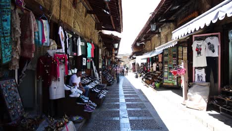 People-Shopping-in-Small-Town-Outdoor-Market-in-Anfeh,-Lebanon