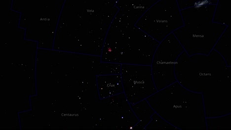 Sternkarte,-Die-Sich-Im-Uhrzeigersinn-Bewegt,-Mit-Sternkonstellationen-Mit-Einer-Reihe-Von-Sternen-Mit-Gittern-Um-Sie-Herum-In-Blau