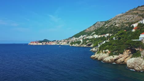 Beautiful-shot-of-Dubrovnik-city-and-coast-on-a-summer-day