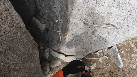 POV-of-climber-clipping-into-a-cable-with-their-carabiner