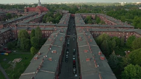 Famous-Red-Brick-Building-At-The-Historic-Nikiszowiec-District-In-Poland