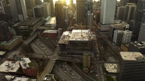 Aerial-above-Seattle's-Convention-Center-construction-site