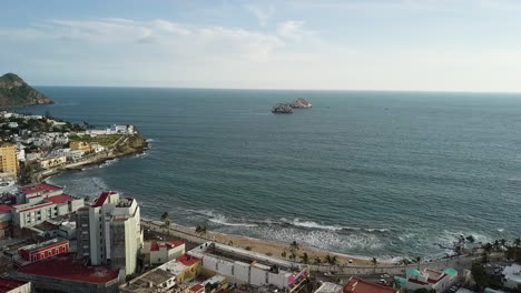 Clear-morning-daylight-beach-city-seascape,-Mazatlan-Mexico