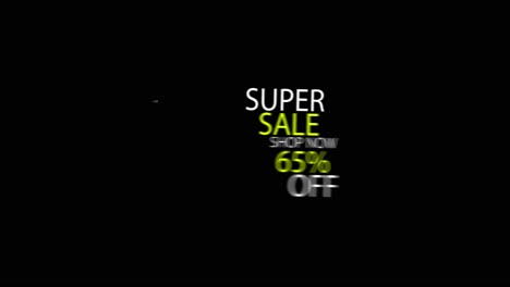 Schwarzer-Bildschirm,-Animation-Super-Sale-Fünfundsechzig-Prozent