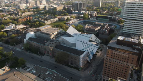 An-aerial-view-of-Royal-Ontario-Museum,-Toronto