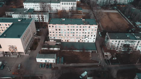 Zoom-out-from-a-building-revealing-the-city-of-Chisináu,-Moldova