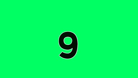 Cartoon-Moving-down-Number-nine-9-animation-green-screen