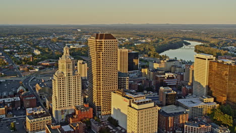 Hartford-Connecticut-Aerial-v11-cinematic-drone-fly-around-central-district-capturing-beautiful-downtown-cityscape-and-landscape-at-sunset-golden-hours---Shot-with-Inspire-2,-X7-camera---October-2021