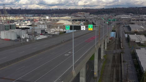 Rising-aerial-of-West-Seattle-bridge-closed-for-repairs