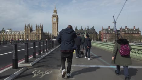 POV-Walking-Behind-People-Walking-Along-Westminster-Bridge-On-12-April-2022