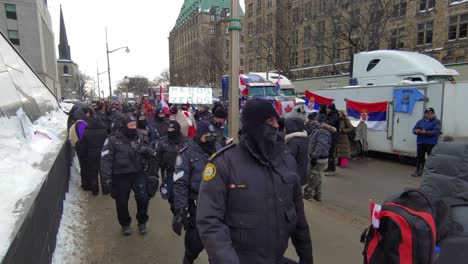Police-And-Paramedics-At-Protest-Against-Covid-19-Restrictions-In-Ottawa