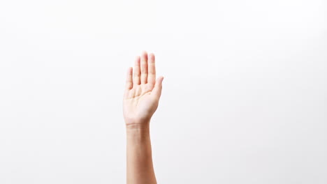Female-hands-symbol-with-fingers-for-help-isolated-on-a-white-studio-background-with-copy-space-for-placing-a-text-for-an-advertisement