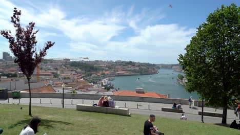 Portuguese-People-Relaxing-on-the-Top-of-Jardim-do-Morro-in-Portugal