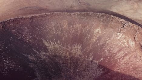 Lajares'-volcano's-crater-in-Fuerteventura-from-the-air,-Canary-Islands,-Spain