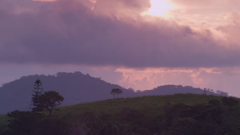 Time-lapse-of-clouds-moving-fast-at-sunset-in-a-beautiful-Veracruz,-Mexico-valley
