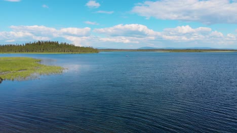 4K-Drone-Video-of-Kayaker-on-Clearwater-Lake-near-Delta-Junction,-AK-during-Summer