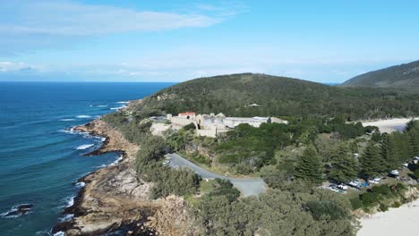 Aerial-view-of-the-historic-Trial-Bay-Gaol-built-on-a-coastal-headland