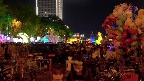 Static-Shot-Of-A-Large-Crowd-Exploring-The-Stalls-And-Places-Within-The-Carnival