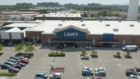 Aerial-View-of-Lowe's-Home-Improvement-Store-in-Suburban-Shopping-Center