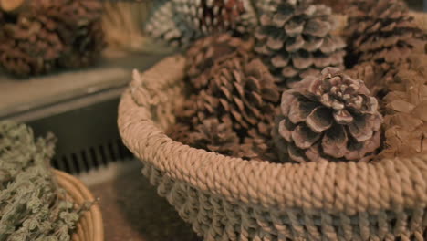 Heap-of-pine-cones-and-dried-herbs-in-front-of-a-fireplace