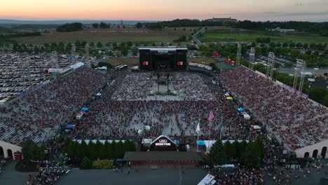 Aerial-view-of-music-concert-at-sunset
