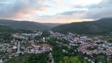 Portuguese-village-Góis---Coimbra-district,-shortly-before-sunrise-in-summer